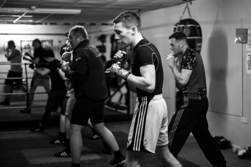 Boxers practising together during an Arena session